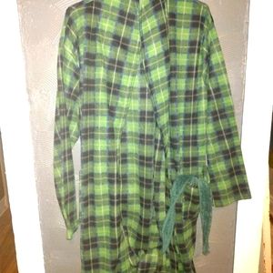 Men's Green and navy blue plaid Robe 2X